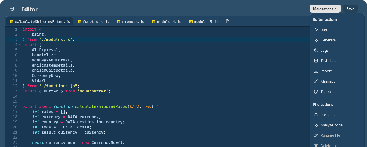 jsrates editor screenshot